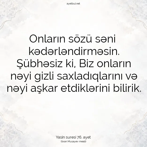 Ayetbul | Kuran Mealleri | Quran | Yasin suresi 76. ayet