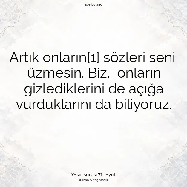 Ayetbul | Kuran Mealleri | Quran | Yasin suresi 76. ayet