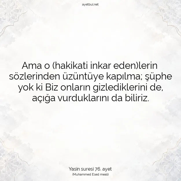 Ayetbul | Kuran Mealleri | Quran | Yasin suresi 76. ayet