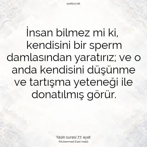 Ayetbul | Kuran Mealleri | Quran | Yasin suresi 77. ayet