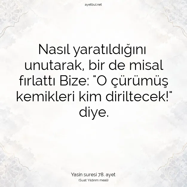Ayetbul | Kuran Mealleri | Quran | Yasin suresi 78. ayet