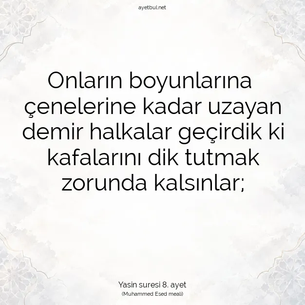 Ayetbul | Kuran Mealleri | Quran | Yasin suresi 8. ayet