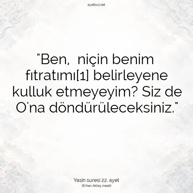 Ayetbul | Kuran Mealleri | Quran | Yasin suresi 22. ayet