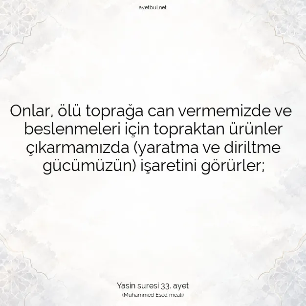 Ayetbul | Kuran Mealleri | Quran | Yasin suresi 33. ayet