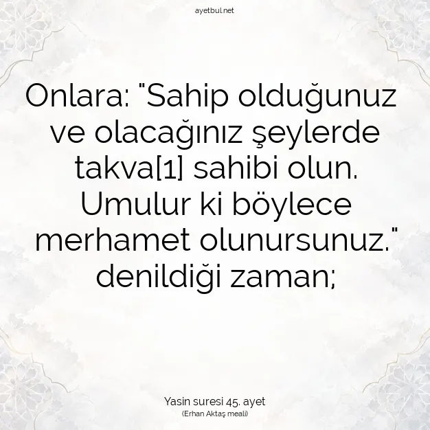 Ayetbul | Kuran Mealleri | Quran | Yasin suresi 45. ayet