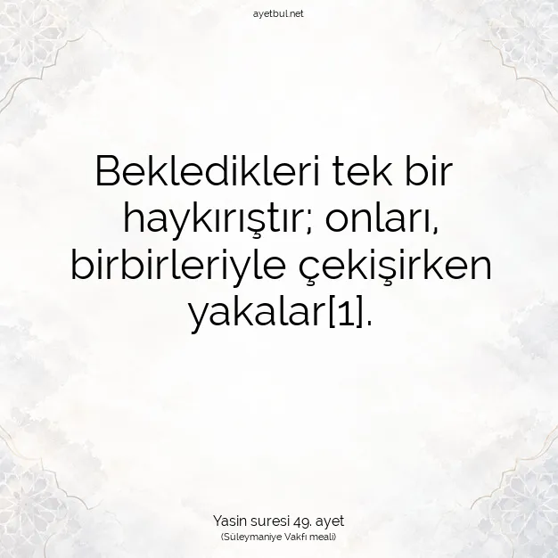 Ayetbul | Kuran Mealleri | Quran | Yasin suresi 49. ayet