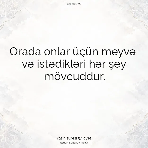 Ayetbul | Kuran Mealleri | Quran | Yasin suresi 57. ayet
