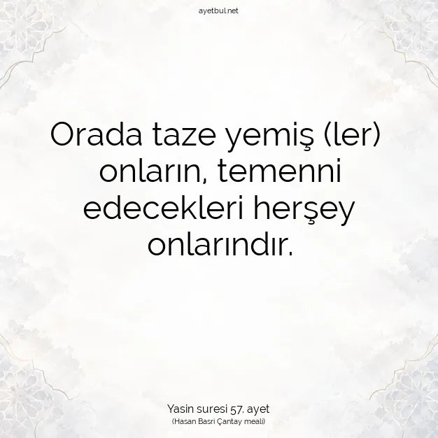 Ayetbul | Kuran Mealleri | Quran | Yasin suresi 57. ayet