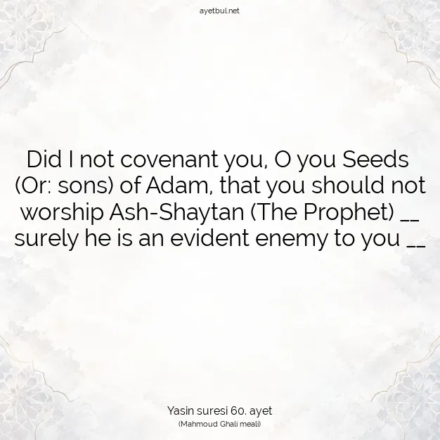 Ayetbul | Kuran Mealleri | Quran | Yasin suresi 60. ayet