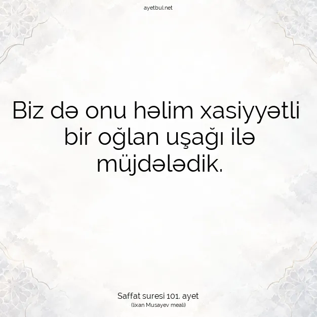 Ayetbul | Kuran Mealleri | Quran | Saffat suresi 101. ayet