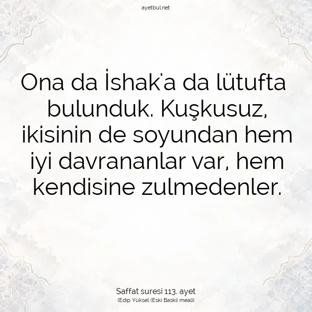 Ayetbul | Kuran Mealleri | Quran | Saffat suresi 113. ayet