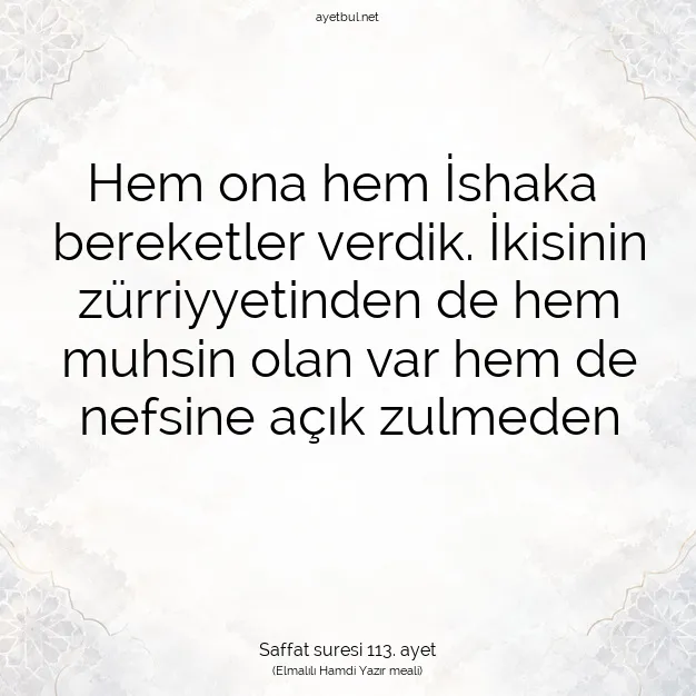 Ayetbul | Kuran Mealleri | Quran | Saffat suresi 113. ayet