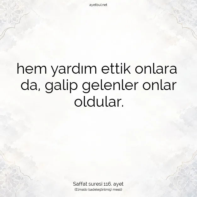 Ayetbul | Kuran Mealleri | Quran | Saffat suresi 116. ayet