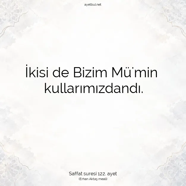 Ayetbul | Kuran Mealleri | Quran | Saffat suresi 122. ayet
