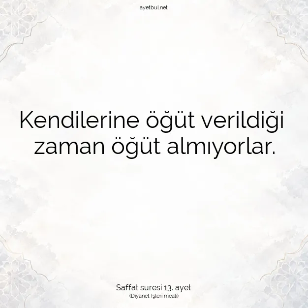 Ayetbul | Kuran Mealleri | Quran | Saffat suresi 13. ayet
