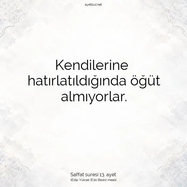 Ayetbul | Kuran Mealleri | Quran | Saffat suresi 13. ayet