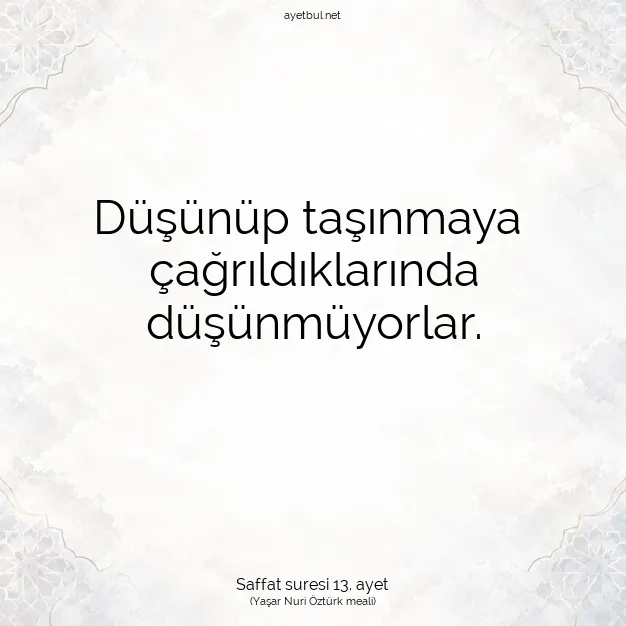 Ayetbul | Kuran Mealleri | Quran | Saffat suresi 13. ayet