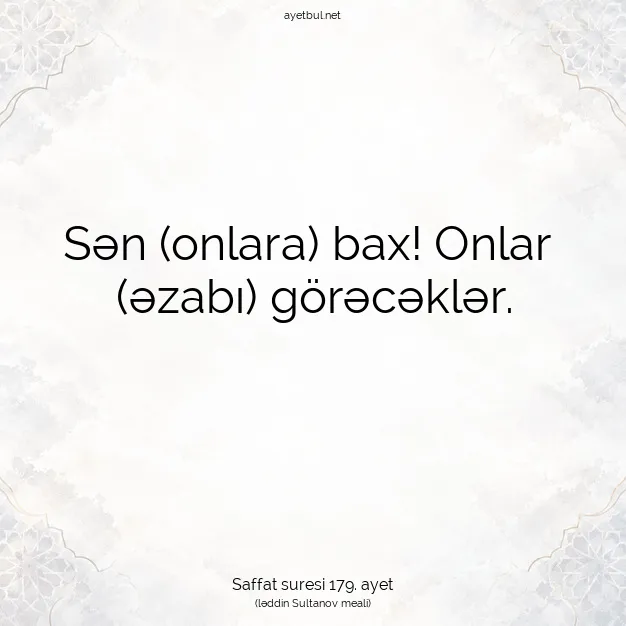 Ayetbul | Kuran Mealleri | Quran | Saffat suresi 179. ayet