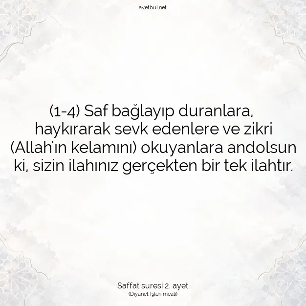 Ayetbul | Kuran Mealleri | Quran | Saffat suresi 2. ayet
