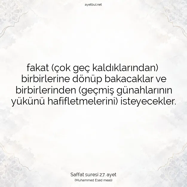 Ayetbul | Kuran Mealleri | Quran | Saffat suresi 27. ayet