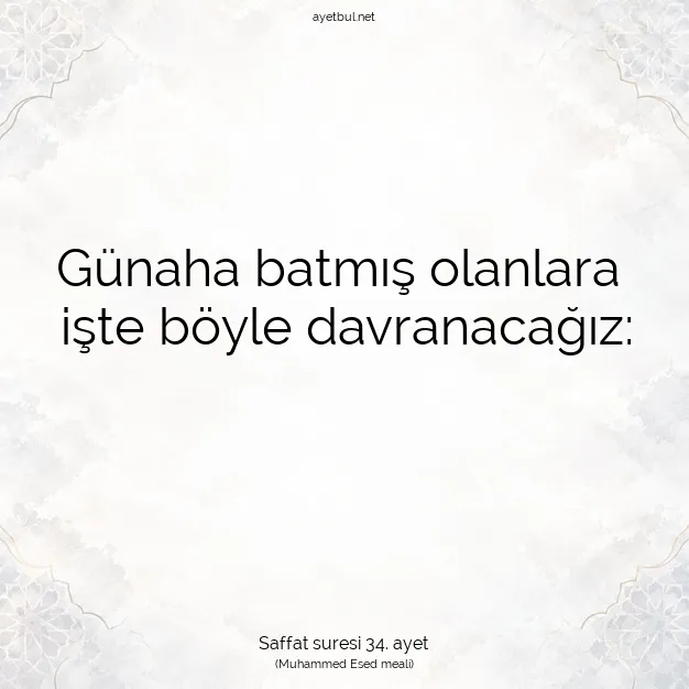 Ayetbul | Kuran Mealleri | Quran | Saffat suresi 34. ayet
