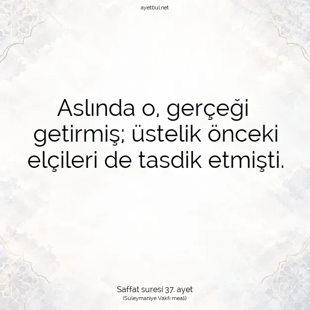 Ayetbul | Kuran Mealleri | Quran | Saffat suresi 37. ayet