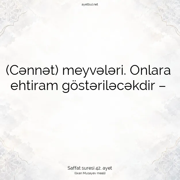 Ayetbul | Kuran Mealleri | Quran | Saffat suresi 42. ayet