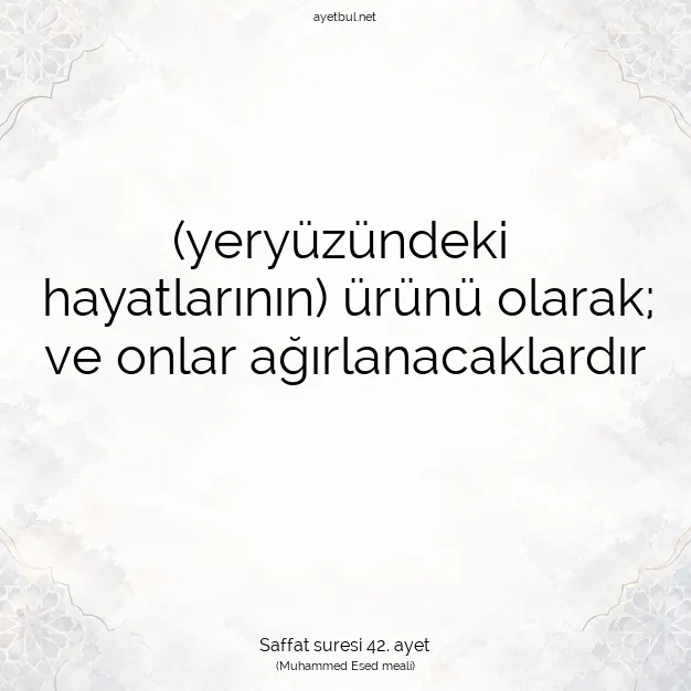 Ayetbul | Kuran Mealleri | Quran | Saffat suresi 42. ayet
