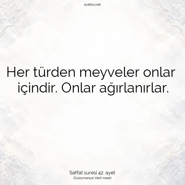 Ayetbul | Kuran Mealleri | Quran | Saffat suresi 42. ayet
