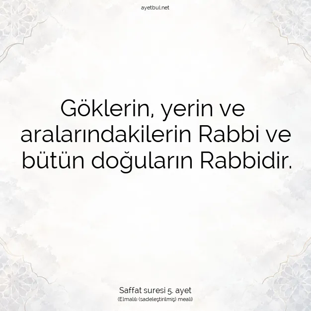 Ayetbul | Kuran Mealleri | Quran | Saffat suresi 5. ayet