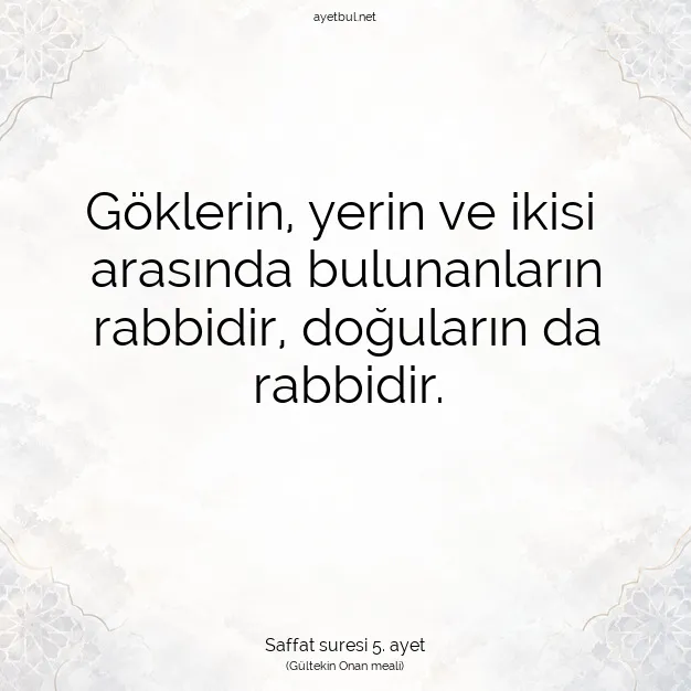 Ayetbul | Kuran Mealleri | Quran | Saffat suresi 5. ayet