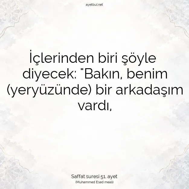 Ayetbul | Kuran Mealleri | Quran | Saffat suresi 51. ayet