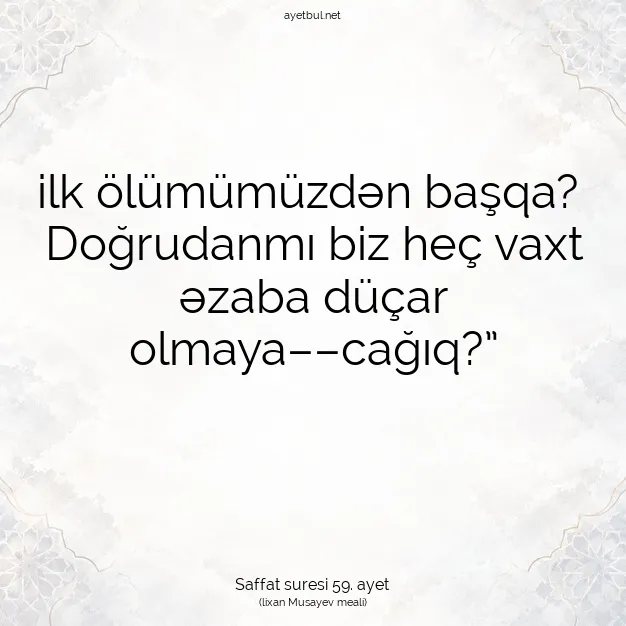 Ayetbul | Kuran Mealleri | Quran | Saffat suresi 59. ayet