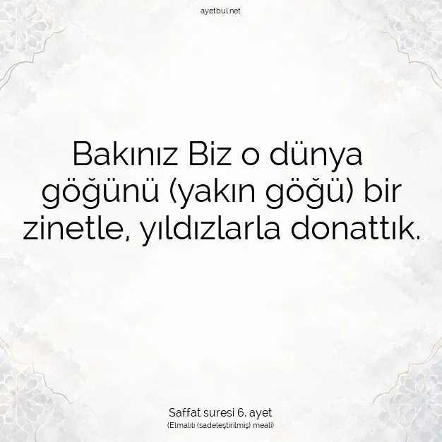Ayetbul | Kuran Mealleri | Quran | Saffat suresi 6. ayet