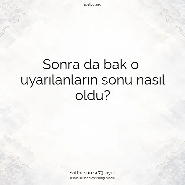 Ayetbul | Kuran Mealleri | Quran | Saffat suresi 73. ayet