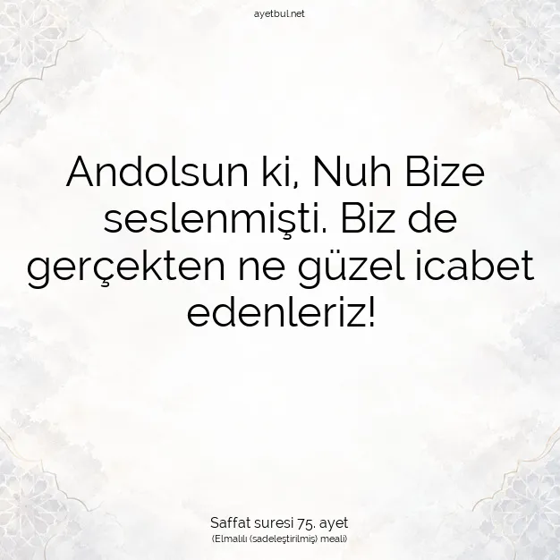 Ayetbul | Kuran Mealleri | Quran | Saffat suresi 75. ayet