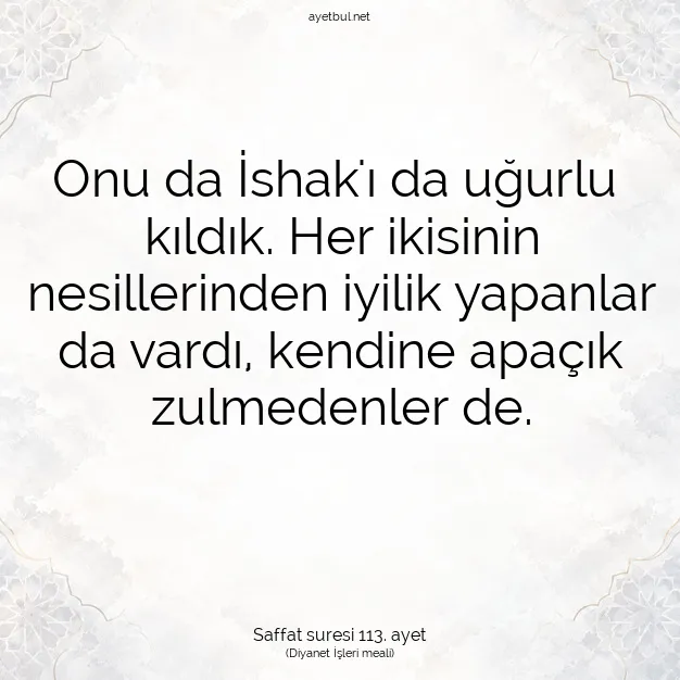 Ayetbul | Kuran Mealleri | Quran | Saffat suresi 113. ayet