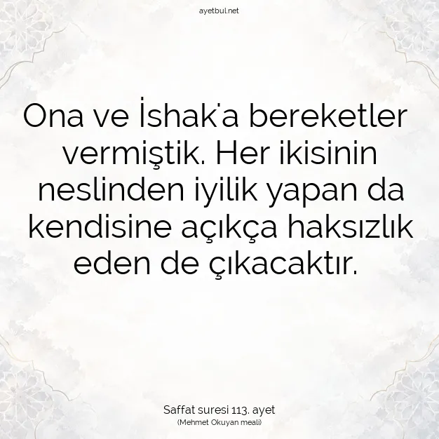 Ayetbul | Kuran Mealleri | Quran | Saffat suresi 113. ayet
