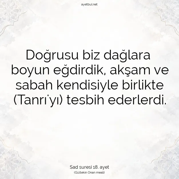 Ayetbul | Kuran Mealleri | Quran | Sad suresi 18. ayet