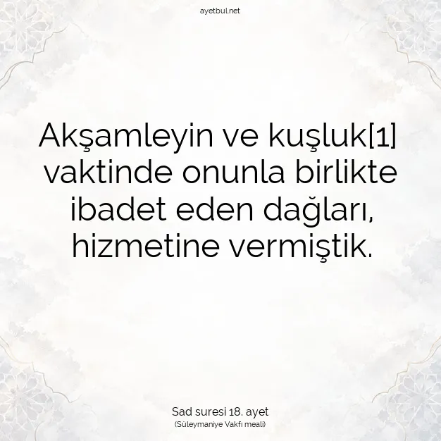 Ayetbul | Kuran Mealleri | Quran | Sad suresi 18. ayet