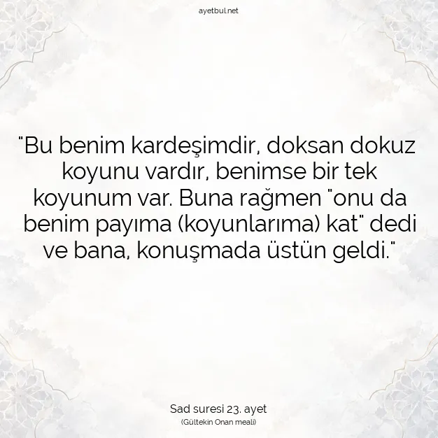 Ayetbul | Kuran Mealleri | Quran | Sad suresi 23. ayet