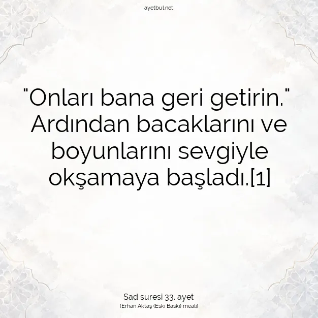 Ayetbul | Kuran Mealleri | Quran | Sad suresi 33. ayet