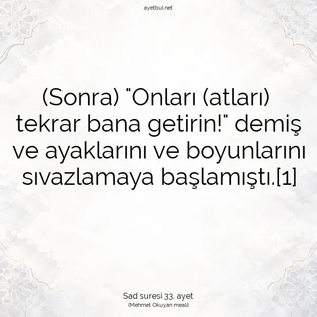 Ayetbul | Kuran Mealleri | Quran | Sad suresi 33. ayet