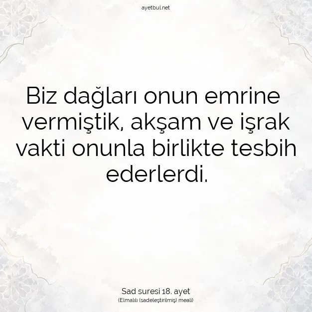 Ayetbul | Kuran Mealleri | Quran | Sad suresi 18. ayet