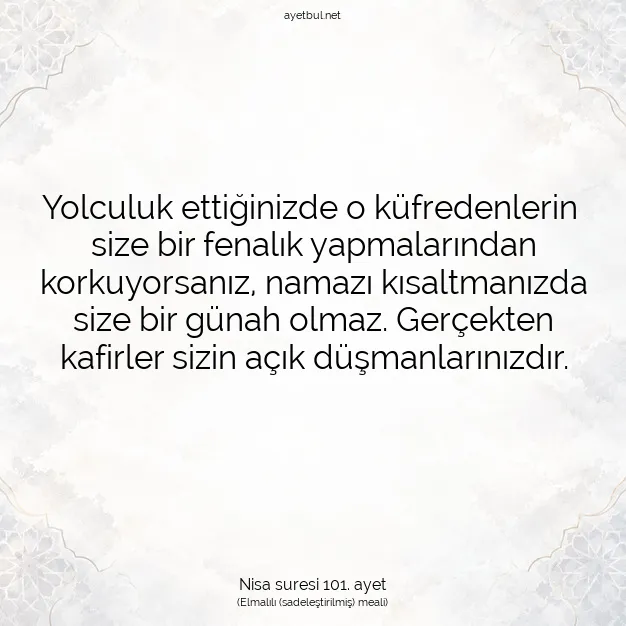 Ayetbul | Kuran Mealleri | Quran | Nisa suresi 101. ayet