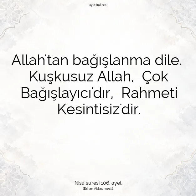 Ayetbul | Kuran Mealleri | Quran | Nisa suresi 106. ayet