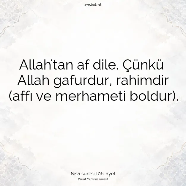 Ayetbul | Kuran Mealleri | Quran | Nisa suresi 106. ayet