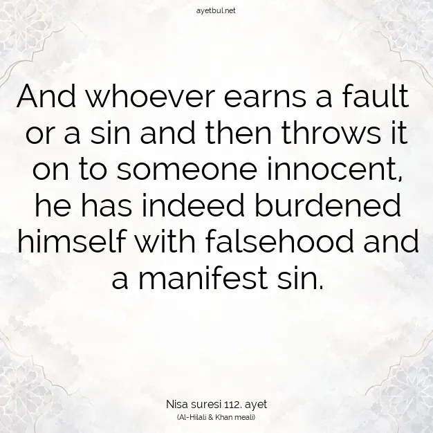 Ayetbul | Kuran Mealleri | Quran | Nisa suresi 112. ayet