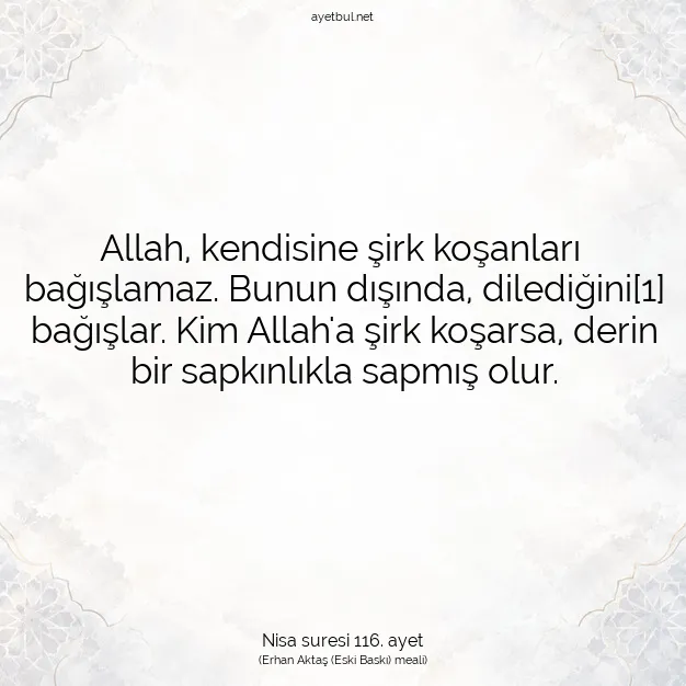 Ayetbul | Kuran Mealleri | Quran | Nisa suresi 116. ayet
