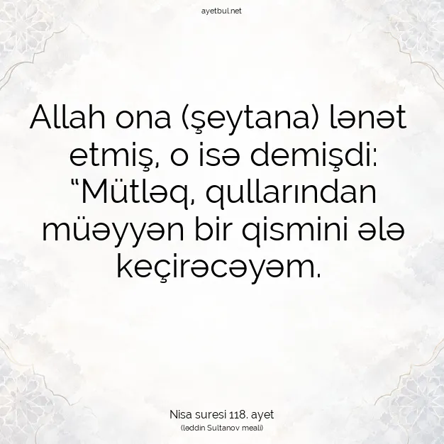 Ayetbul | Kuran Mealleri | Quran | Nisa suresi 118. ayet